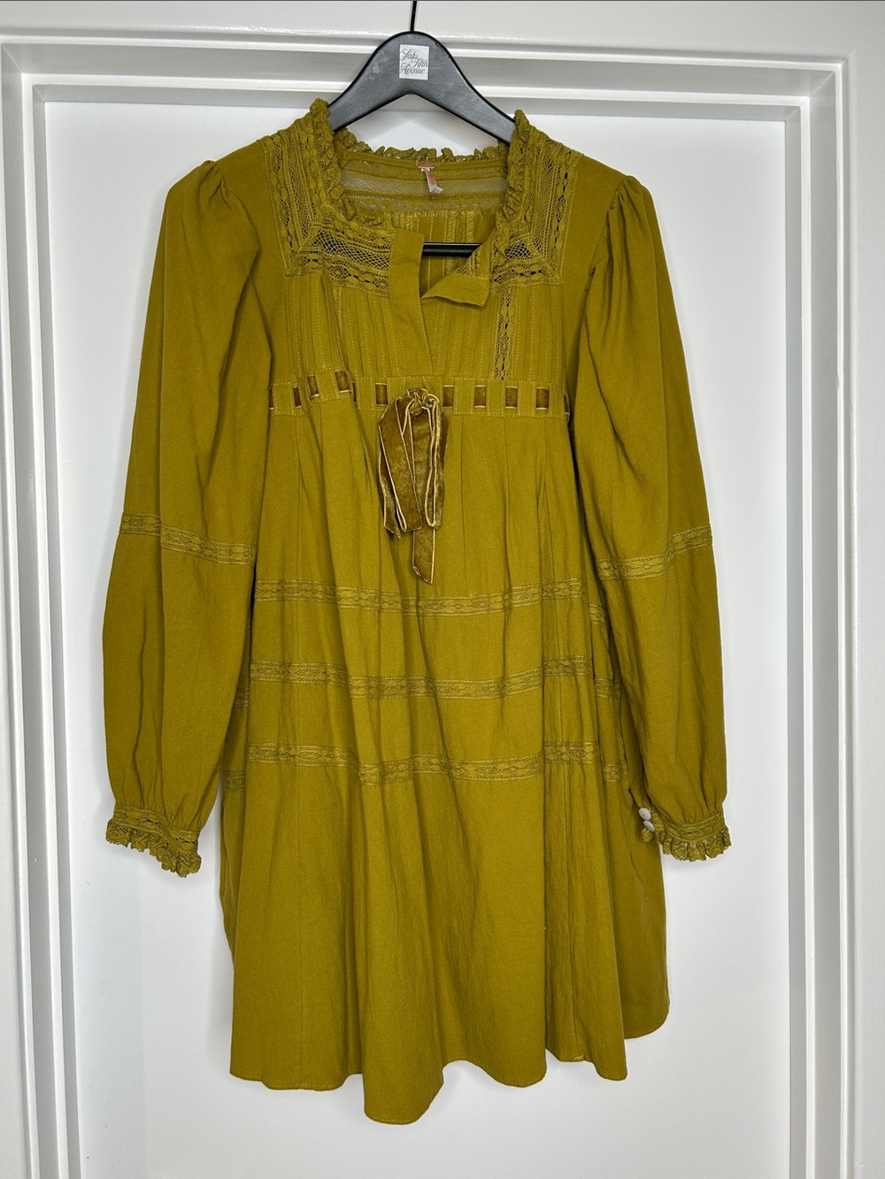 Free People Olive Green Long Sleeve Mini Dress